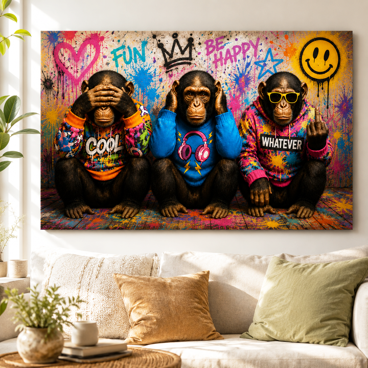 3 Affen 1 Finger Graffiti Style