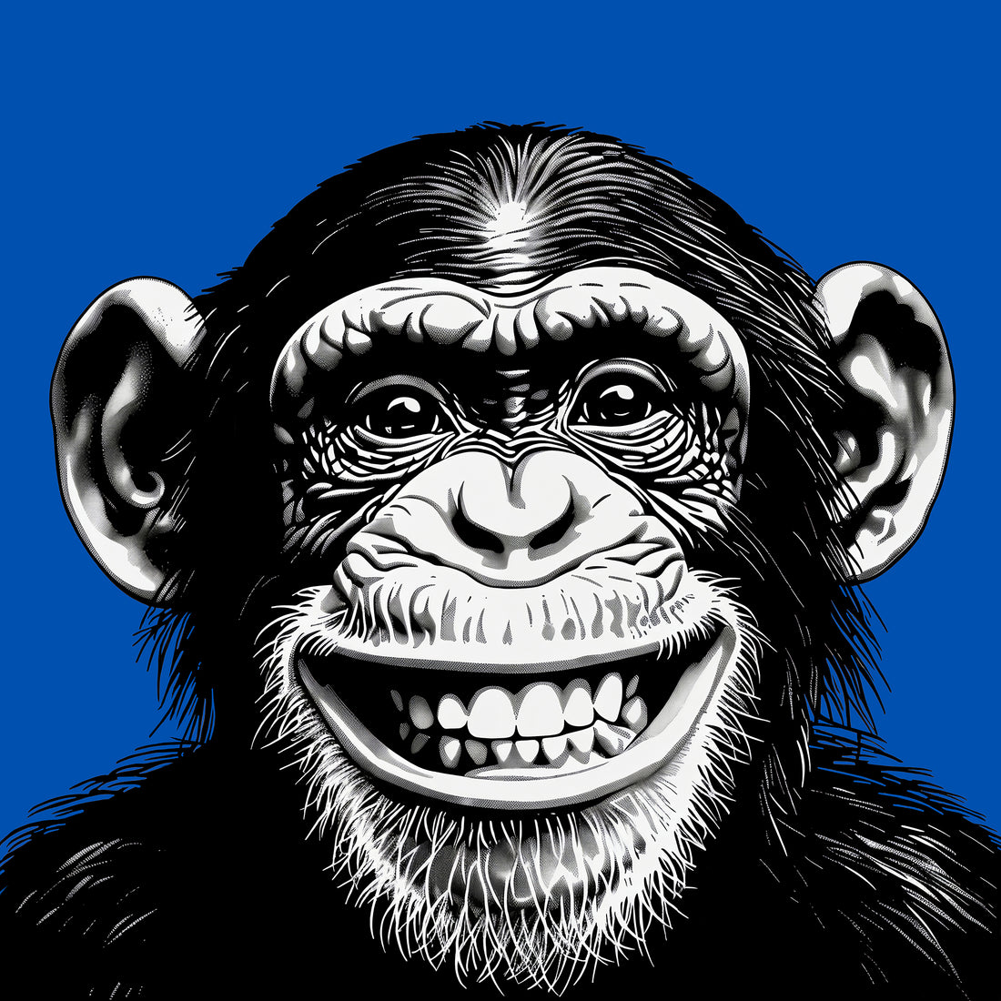 The Monkey Set 6er Pop-Art Kunstdruck Set mit sechs ausdrucksstarken Affen und verschiedenen Emotionen