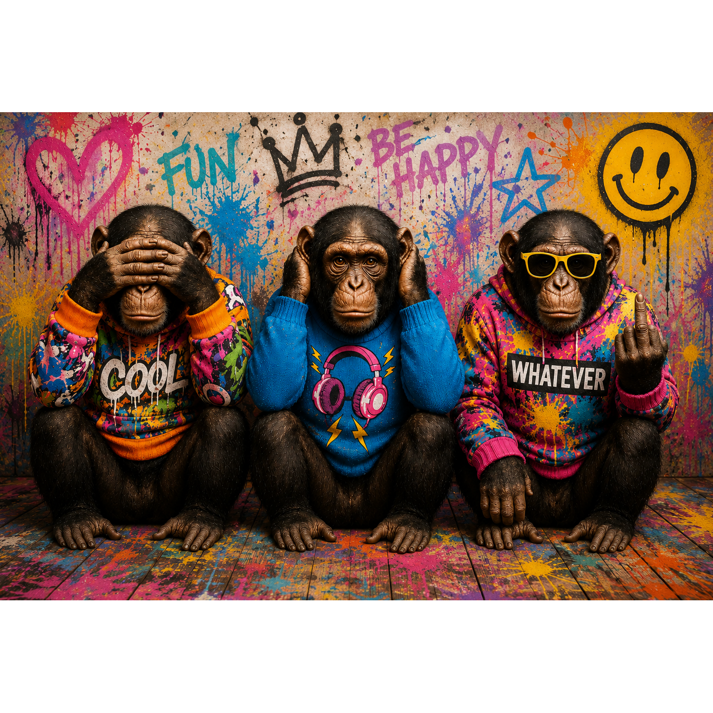 3 Affen 1 Finger Graffiti Style